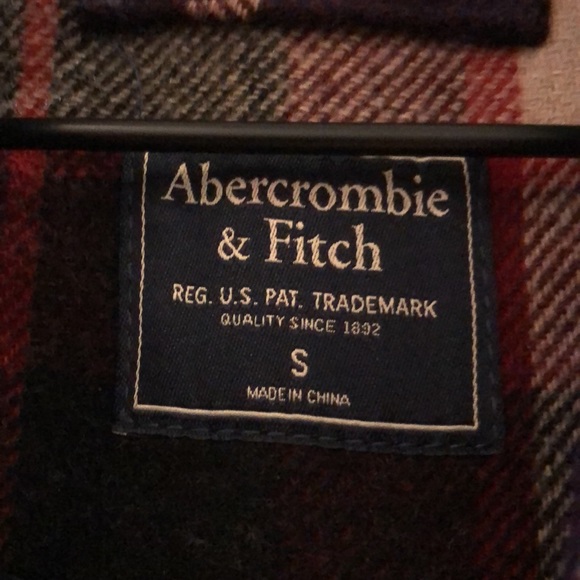 Abercrombie & Fitch Wool-blend Collarless Plaid Coat, size small - Picture 5 of 5